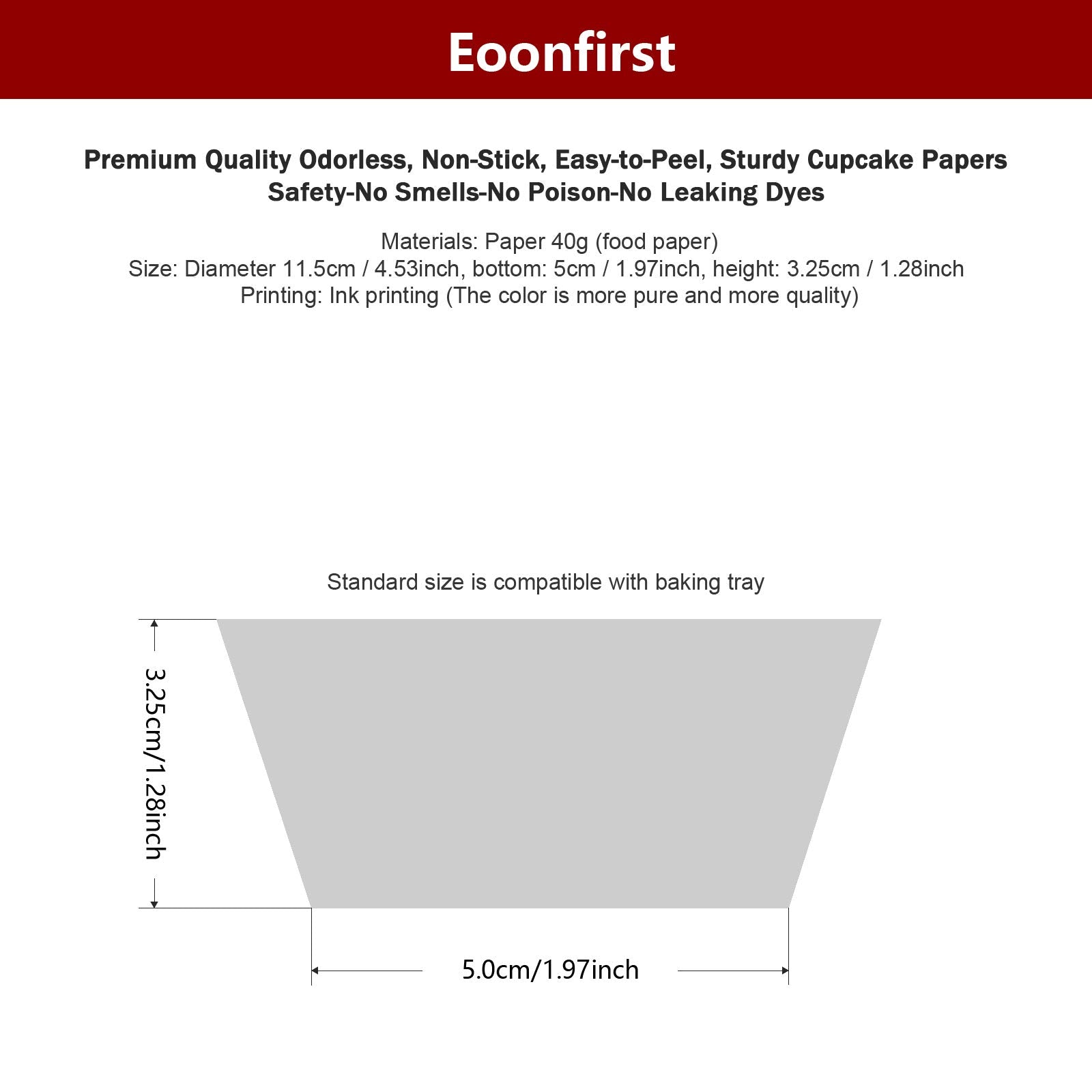 Eoonfirst Standard Size Baking Cups Food-Grade Greaseproof Paper Cupcake Liners 200 Pcs (Natural)